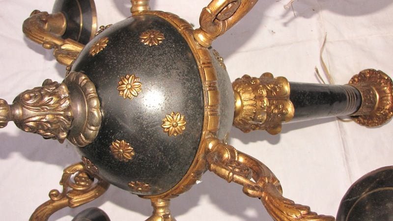 Französische Deckenlampe im Empire-Stil, Bronze, sechsflammig, Ansicht 6