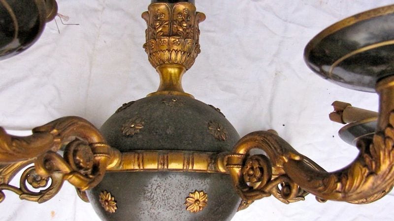 Französische Deckenlampe im Empire-Stil, Bronze, sechsflammig, Ansicht 7