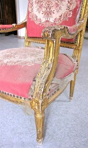 Sessel im klassizistischen Stil, alte Vergoldung auf Kreidegrund, Ende 19. Jh. (1 von 3), Ansicht 4