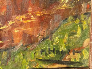 Marie Hager (1872 Penzlin – 1947 Burg Stargard), „Weiher im Herbstwald“, Öl auf Leinwand, Ansicht 3