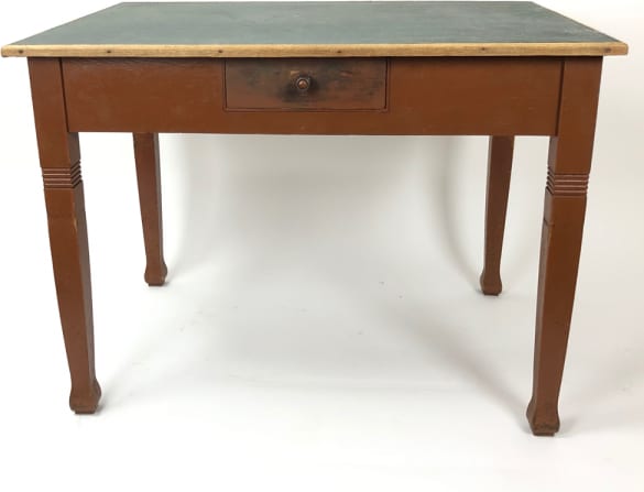 Küchentisch, Weichholz mit Farbe, um 1920