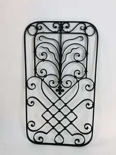 Altes schmiedeeisernes Fenster- oder Türgitter, handgeschmiedet, um 1900, Ansicht 4