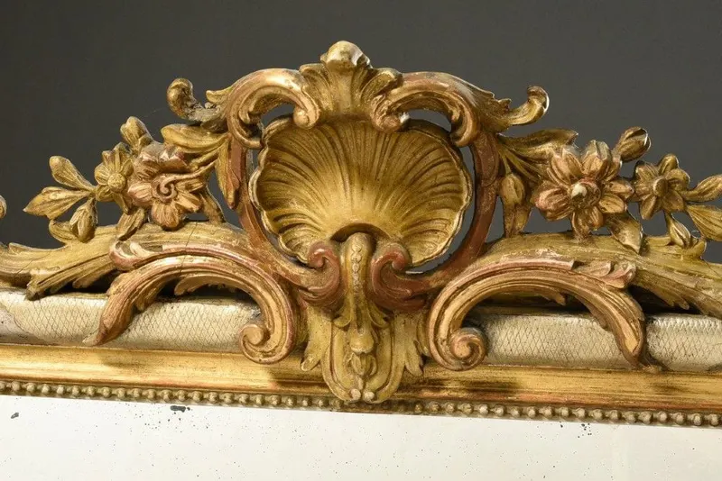 Französischer Kaminspiegel, versilberter und vergoldeter Wulstrahmen, Ende 19. Jh., Ansicht 3