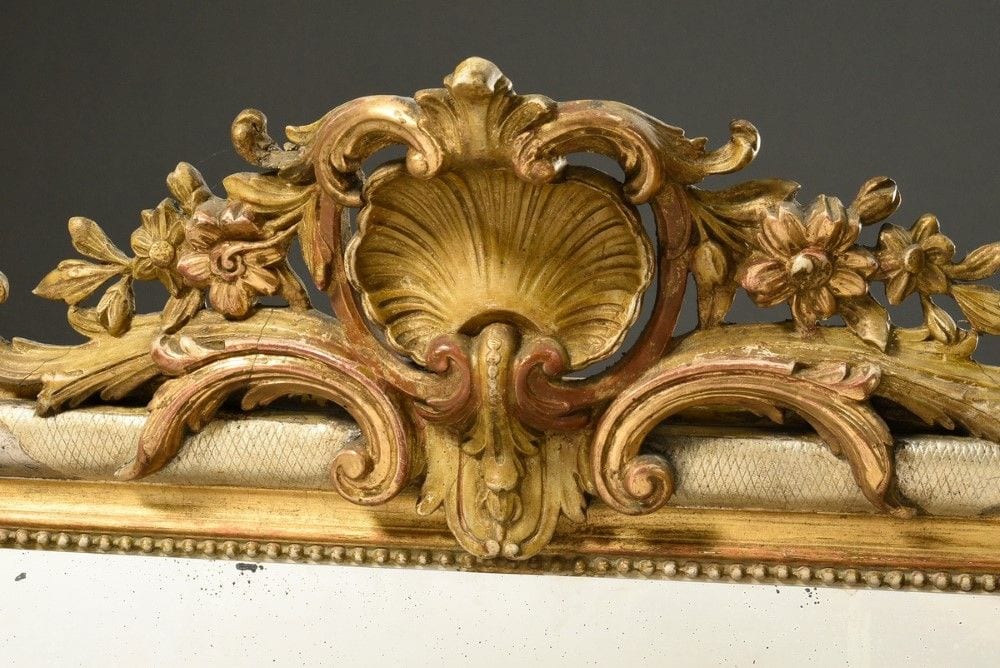 Französischer Kaminspiegel, versilberter und vergoldeter Wulstrahmen, Ende 19. Jh., Ansicht 3