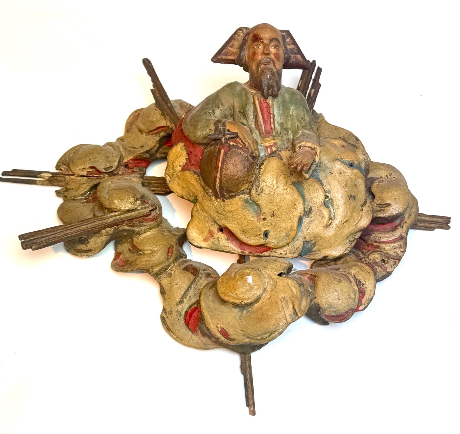 Barocke Heiligenfigur, „Gott Vater auf Wolke“, Anf. 18. Jhd., Laubholz, geschn. — Ansicht 1