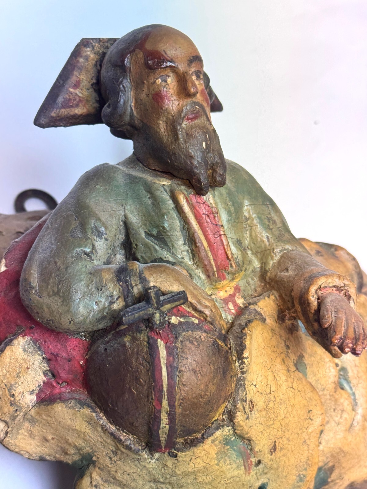 Barocke Heiligenfigur, „Gott Vater auf Wolke“, Anf. 18. Jhd., Laubholz, geschn. — Ansicht 2