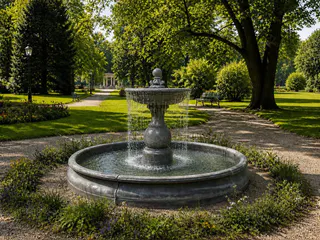 Klassischer Gartenbrunnen, Steinguss, Frankreich, 20. Jhd.mit großem Becken, Ansicht 1