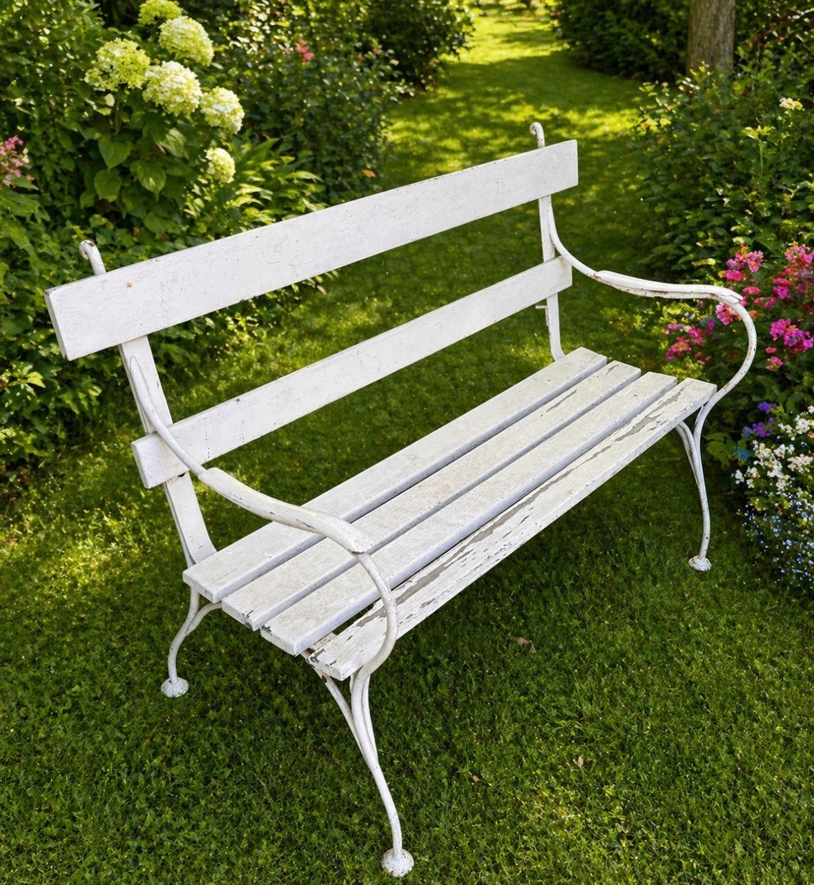 Antike Gartenbank im viktorianischen Stil, Frankreich, Anf. 20. Jhd. — Ansicht 4