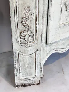 Barocker Eckschrank, Halbschrank, mit farbiger Fassung, Süddeutsch, Ende 18. Jhd, Ansicht 4
