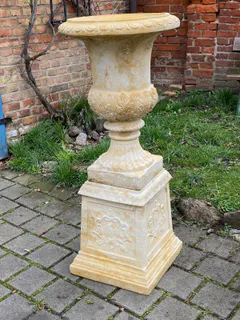 Große Gartenvase mit Sockel, Amphoren, Pflanzgefäße, Sandstein, Klassik, Ansicht 4
