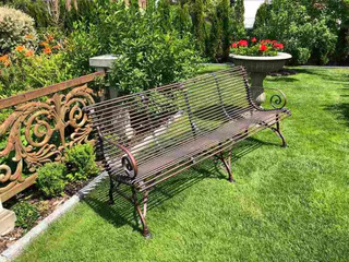 Französische Gartenbank SABOT, Viersitzer, Handgeschmiedet, Schmiedeeisen, Ansicht 2