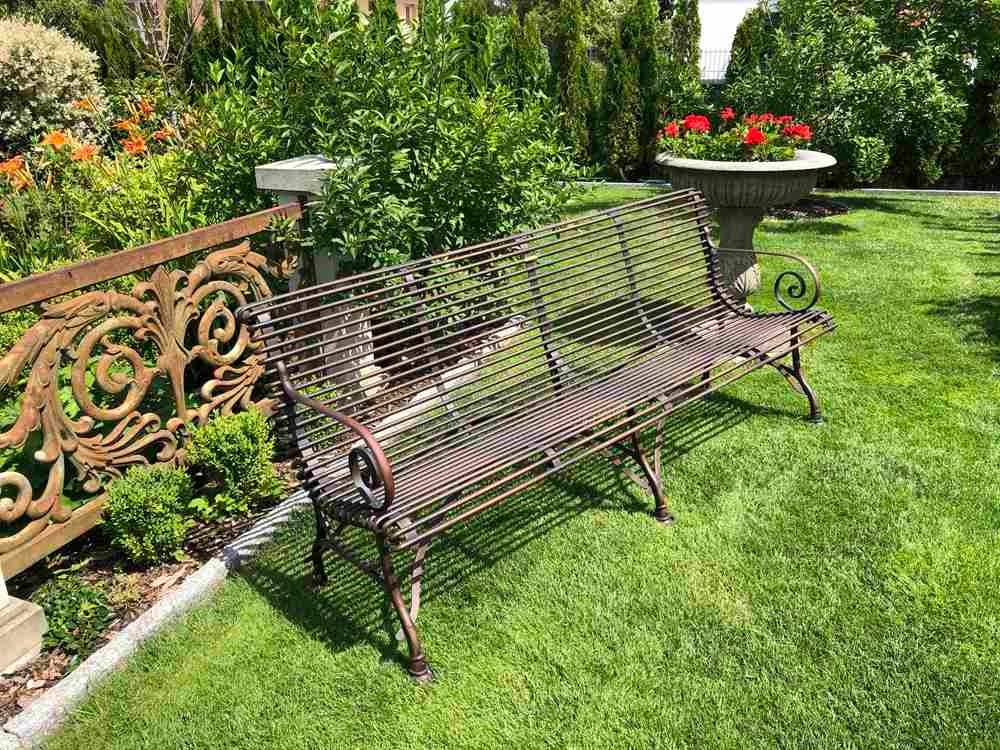 Französische Gartenbank SABOT, Viersitzer, Handgeschmiedet, Schmiedeeisen — Ansicht 2