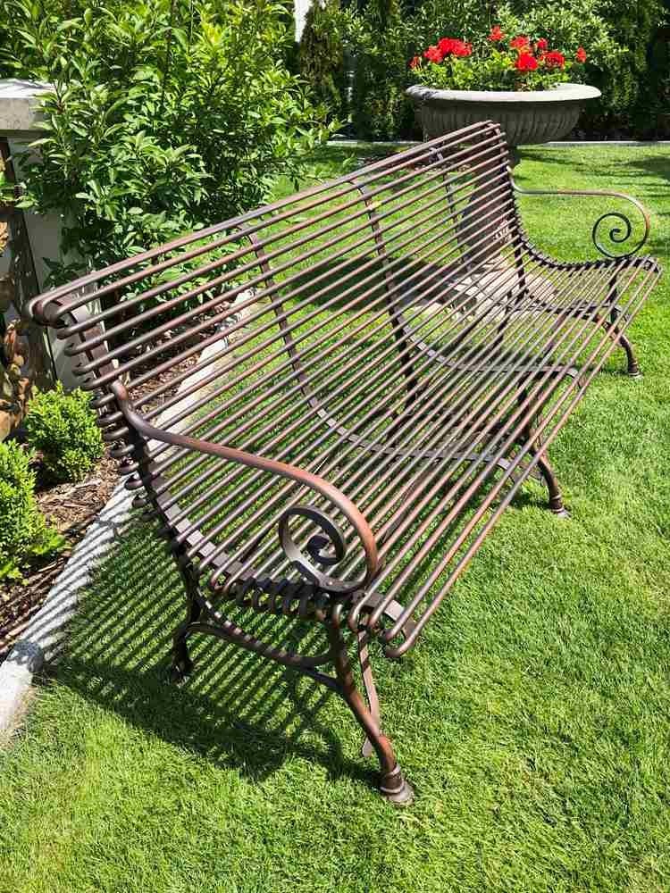 Französische Gartenbank SABOT, Viersitzer, Handgeschmiedet, Schmiedeeisen — Ansicht 3