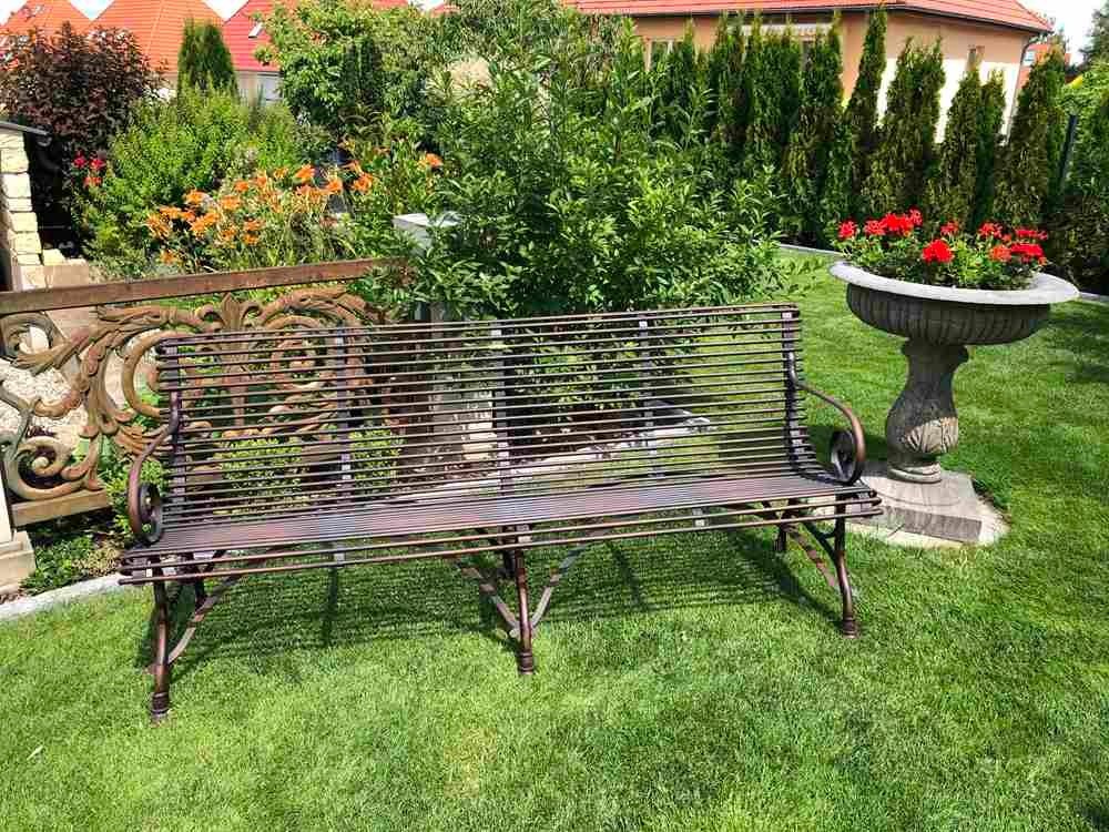 Französische Gartenbank SABOT, Viersitzer, Handgeschmiedet, Schmiedeeisen — Ansicht 4