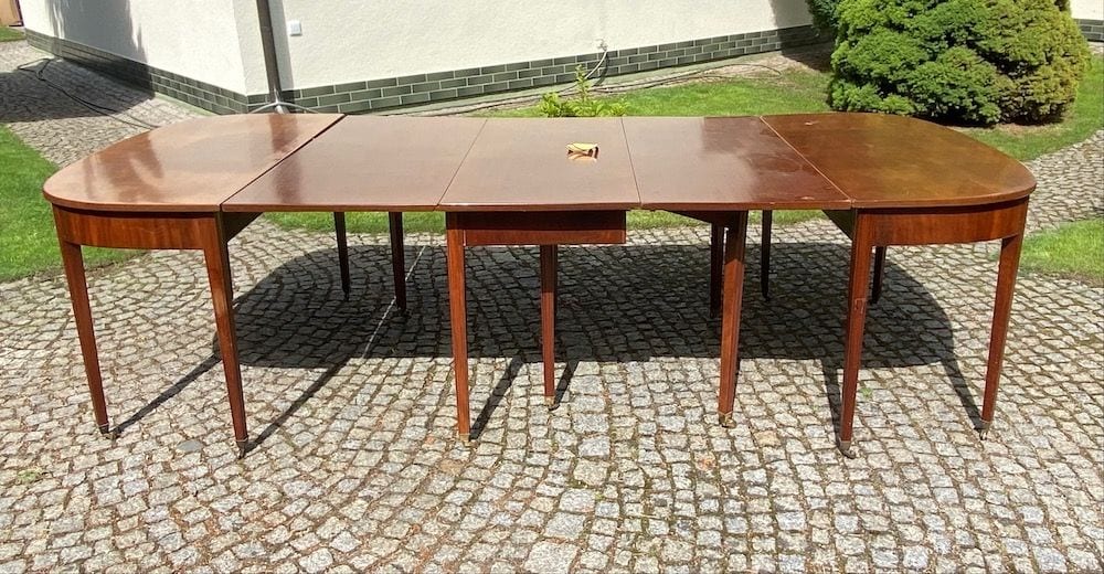 Großer Esstisch im Empire-Stil, vierteiliger Kombinationstisch, Mahagoni, Ende 19. Jh., Ansicht 6