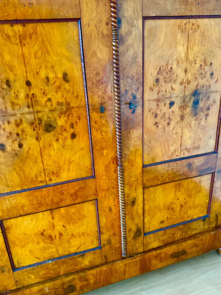 Biedermeier-Schrank aus Wurzelholz mit Seilstabprofilen, Ansicht 7