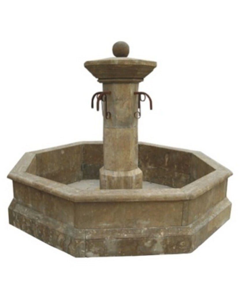 Großer Steinbrunnen, Bauernbrunnen, Naturstein, Blaustein, 8- Eckig, Klassik — Ansicht 1