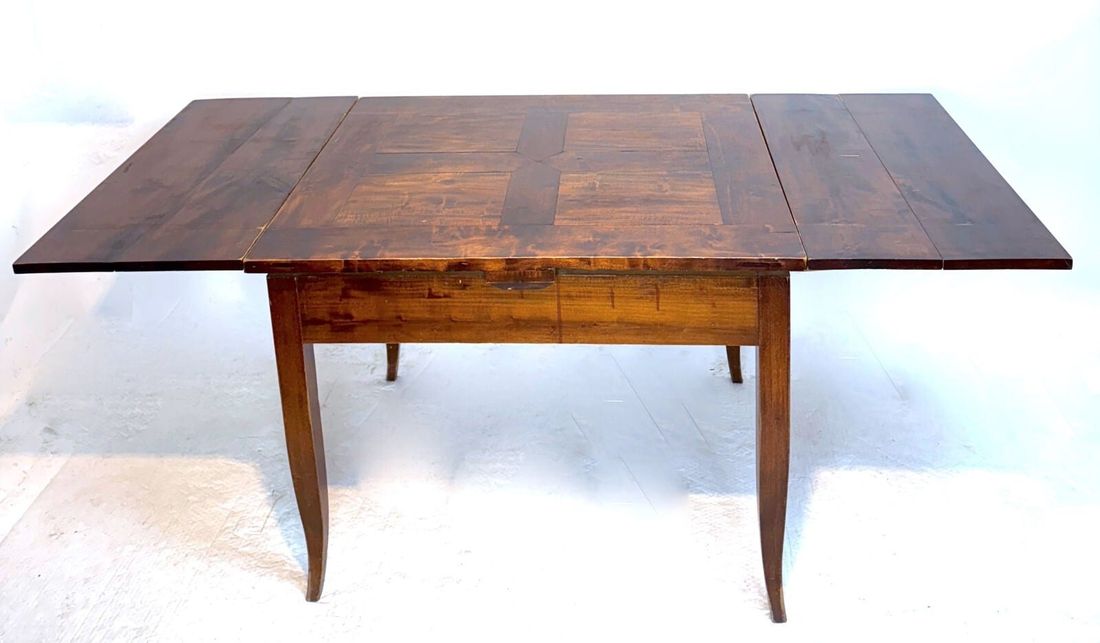 Biedermeier Ausziehtisch, Birke/Ahorn, Berlin/Brandenburg um 1820, Originalzust. — Ansicht 2