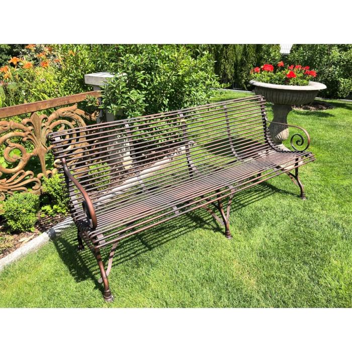 Französische Gartenbank SABOT, Viersitzer, Handgeschmiedet, Schmiedeeisen — Ansicht 1