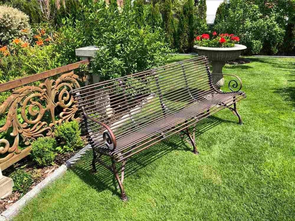 Französische Gartenbank SABOT, Viersitzer, Handgeschmiedet, Schmiedeeisen — Ansicht 2